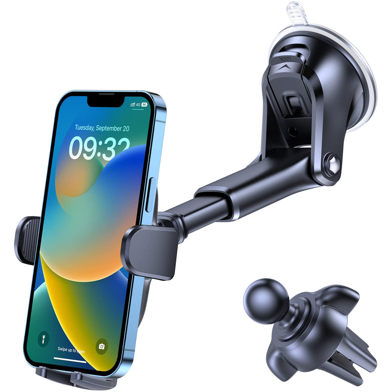 [AUSTRALIA] - OQTIQ 3-in-1 Suction Cup Phone Holder for Windshield/Dashboard/Air Vent with Strong Sticky Gel Pad, Compatible with iPhone, Samsung & Other Cellphone Black 