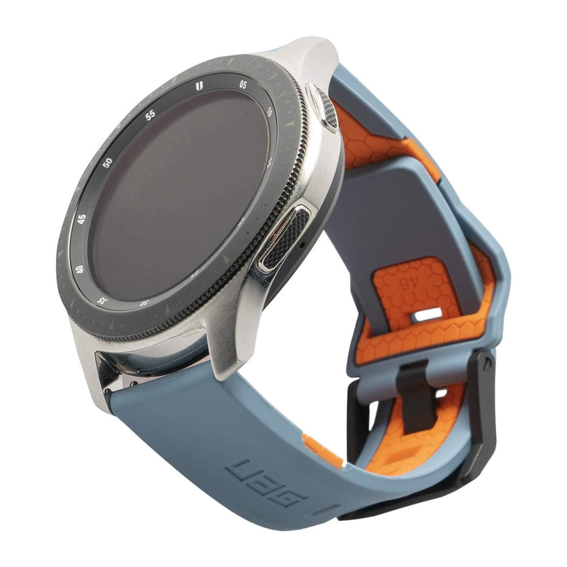 URBAN ARMOR GEAR UAG Compatible with Samsung Galaxy Watch 46mm/Galaxy Watch3 45mm Band Silicone, Fits 22mm Watch Lugs, Slim Adjustable Waterproof Sporty Replacement Watch Strap, Civilian Slate/Orange