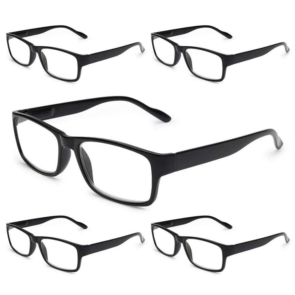 Gaoye 5-Pack Reading Glasses Blue Light Blocking,Spring Hinge Readers for Women Men Anti Glare Filter Lightweight Eyeglasses (5-Pack Light Black, 1.5) B1-5 Pack Light Black 1.5 x
