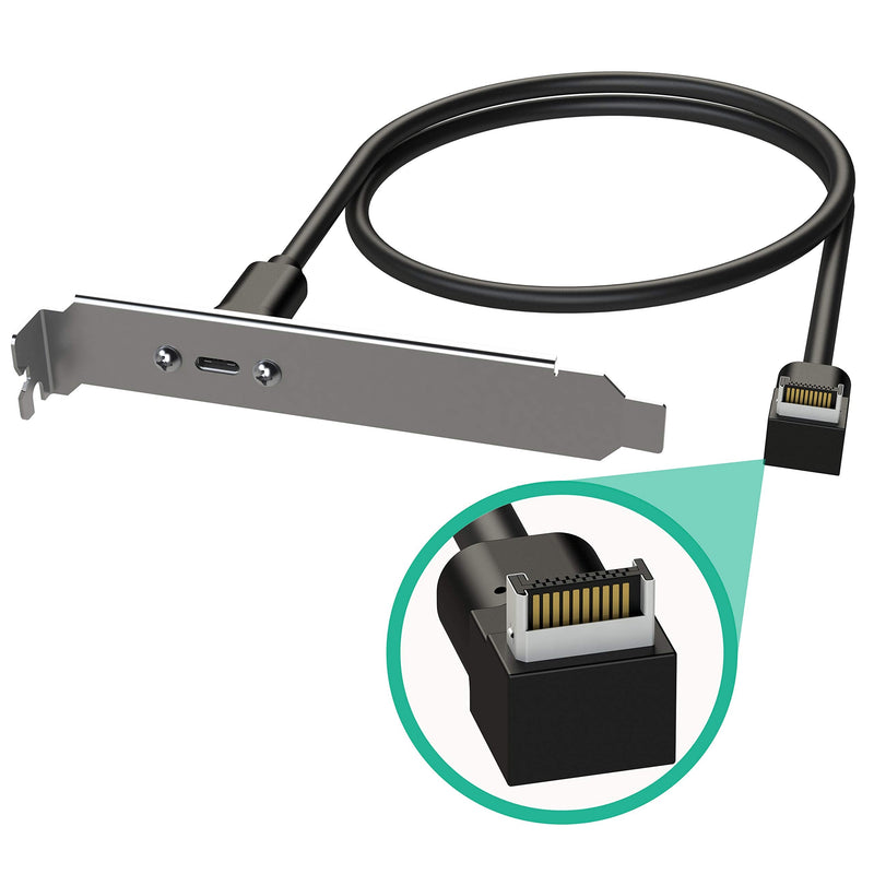 LINKUP USB 3.2 Gen2 Internal Adapter | 20-Pin Header to USB-A | 80cm | 10Gbps, male to female, for PC front panel Right Angle Connector Type C Panel - 080cm