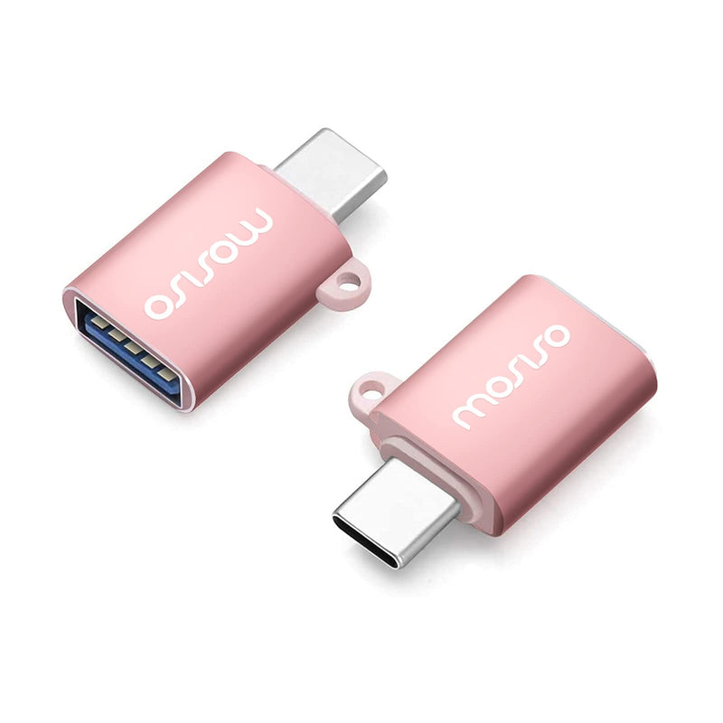 MOSISO USB C to USB Adapter 2 Pack, USB Type-C to USB Connector, Thunderbolt 3 to USB 3.0 Converter OTG Compatible with MacBook Pro 2020-2016/Air 2020-2018/Laptop Tablet/More Type-C Devices, Rose Gold