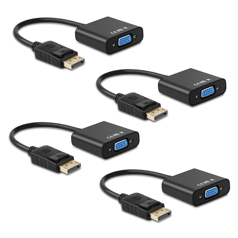 [AUSTRALIA] - Display Port to VGA Adapter,4 Pack Gold-Plated DisplayPort DP to VGA Converter (Male to Female) for Computer, Desktop, Laptop, PC, Monitor, Projector, HDTV 4Pcs 