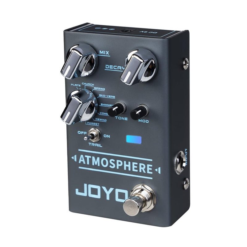 JOYO Reverb Pedal 9 Digital Reverb Types with Modulation and Trail Function for Electric Guitar Effect (Atmosphere R-14) Reverb,Modulation Blue Gray