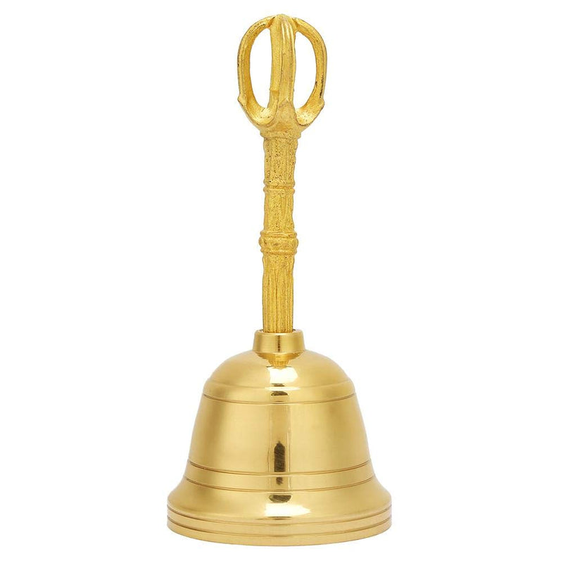 Loud Sound Gold Bell, Popular Pure Brass Hand Bell Buddhist Bell Feng Shui Taoist Instrument, 4.5 Inch Rattle Made of Brass for Wedding Events Decoration, Food Line, Alarm, Jingles, Service Bell