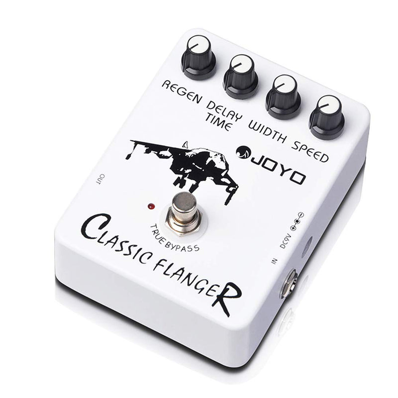 JOYO Flanger Effect Pedal Achieve Metallic Flanger Sounds & Rapid Tremulous Vibrato for Electric Guitar Effect - True Bypass (JF-07) White