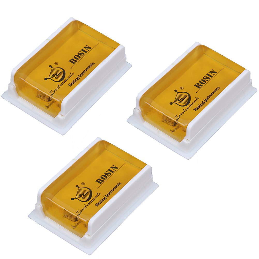 Rosin Natural for Violin Cello Viola Rosin Light Low Dust for Bows String Music Instrument Accessory Yellow with Case 3 Pack