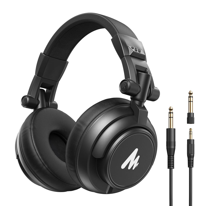 MAONO MH601 Wired Studio Headphone for Podcast Recording Stream DJ Mixing | Over Ear Headset with 50mm Drivers, Detachable 3.5mm/6.35mm Jack Cables for Audio Interface Mixer Microphone PC Monitoring MH601 Studio Headphones