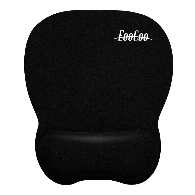 EooCoo Ergonomic Mouse Pad with Wrist Support, Non-Slip Base Mouse Mat for Internet Cafe, Home & Office Memory Foam Black