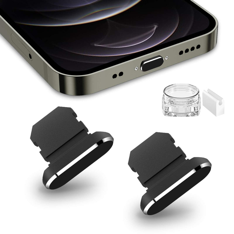 [AUSTRALIA] - TITACUTE 2 Pack Anti Dust Plugs for iPhone 14 Pro Max 13 11 12 Mini Dust Cover 8 Pin Dust Plug + Mini Storage Box iPhone Charging Port Plugs for iPhone Xs XR X 8 7 Plus SE AirPods iPad Mini Air Black 