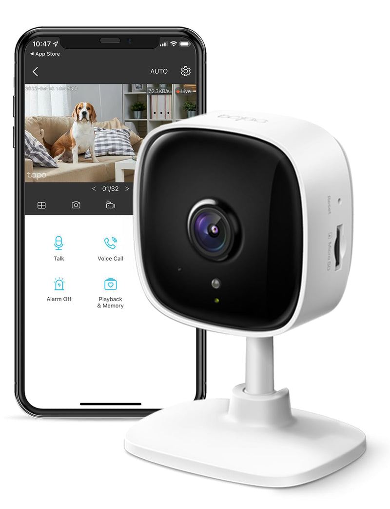 TP-Link Tapo 1080P Indoor Security Camera for Baby Monitor, Dog Camera w/ Motion Detection, 2-Way Audio Siren, Night Vision, Cloud & SD Card Storage, Works w/ Alexa & Google Home (Tapo C100) 1080P 1-Pack
