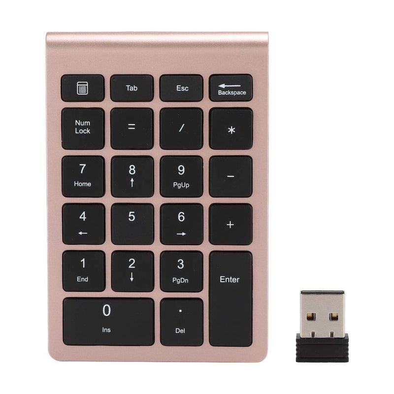 V BESTLIFE Numeric Keypad, 22 Keys 2.4G Wireless Mini USB Ergonomic Keyboard with Receiver (Rose Gold)