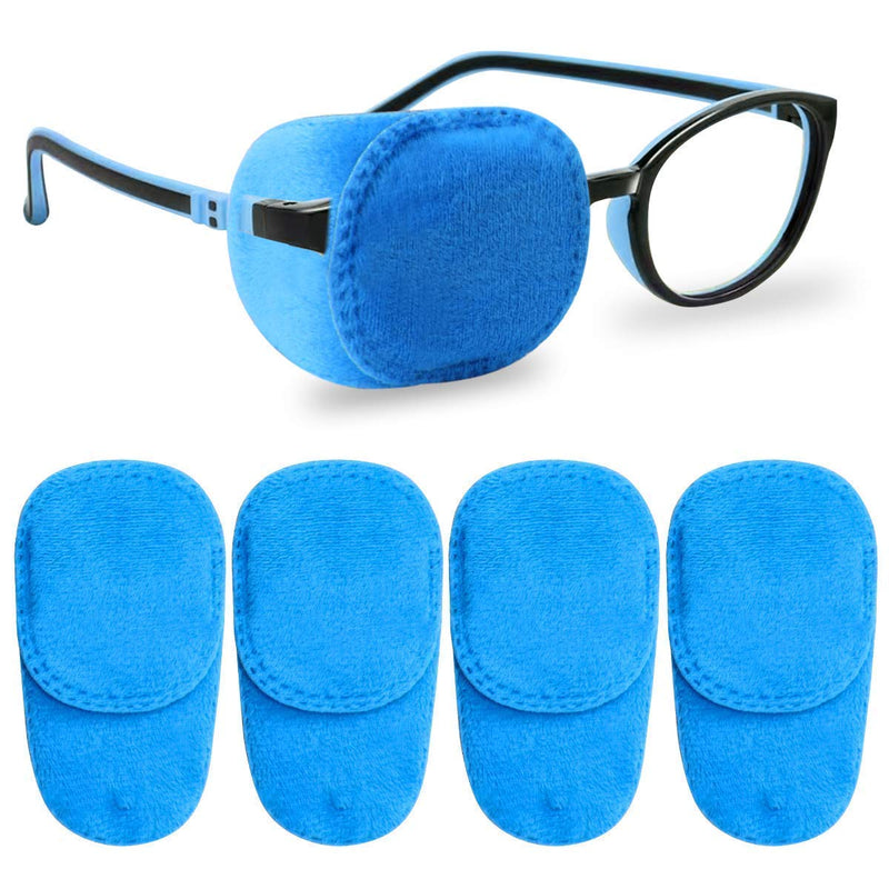 4 Pack Eye Patches for Kids Girls Boys, Right & Left Eye Patch for Glasses, Lazy Eye Patch for Children Treating Lazy Eye Amblyopia Strabismus and After Surgery (Blue) Blue