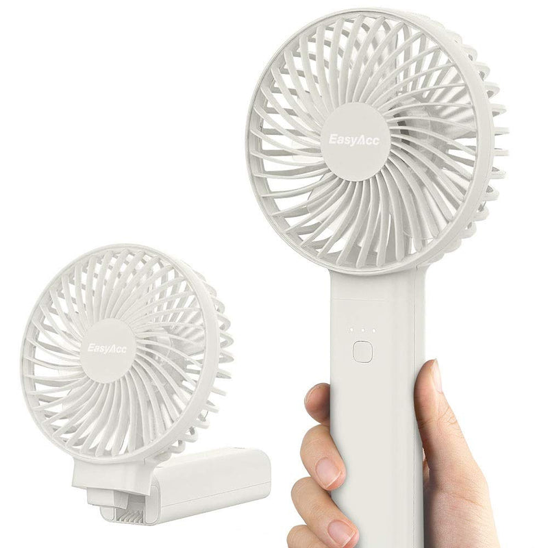 Handheld Fan, EasyAcc 2022 Upgraded Portable Fan [ 4 Speed Quiet Powerful Hand Fan] 3-17 Hours Battery Operated Fan, One Touch Power Off Foldable USB Desk Fan Personal Fan for Home Travel Outdoor 3-17 Working Hours White