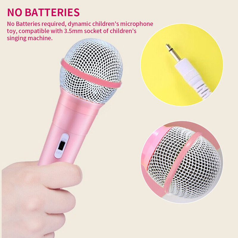 [AUSTRALIA] - Kakutoy Wired Kids Karaoke Microphone Toy Handheld Dynamic Microphone 3.5mm Microphone Function Jack Cable Compatible with Children Karaoke Singing Machine (Pink) pink 