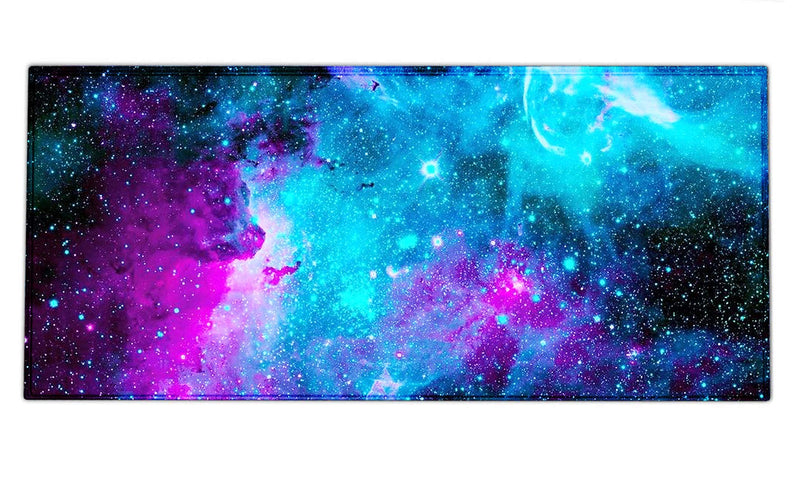 Extended Gaming Mouse Pad Mat Large Desk Mat Non Slip Rubber Base Computer Desktop Laptop Keyboard Mouse Mat with Stitched Edges, 35.1 x 15.75 in Long XXL Waterproof Mousepad for Work Game, Galaxy Nebula Galaxy