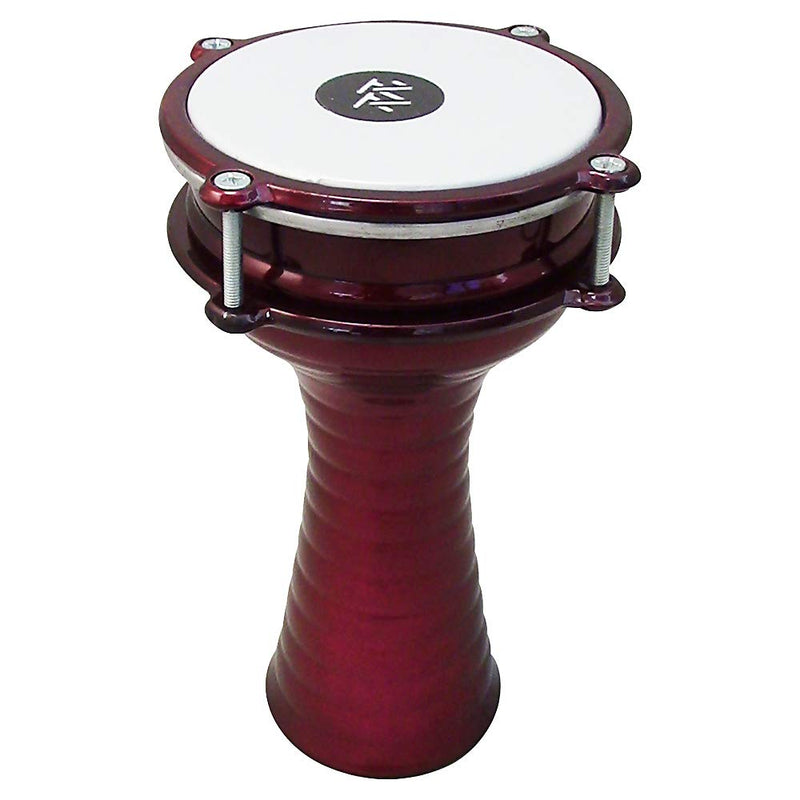 Small 10'' Length Aluminum Darbuka, 5.2" Tunable Synthetic Head Doumbek Hand Drum (Red) Red
