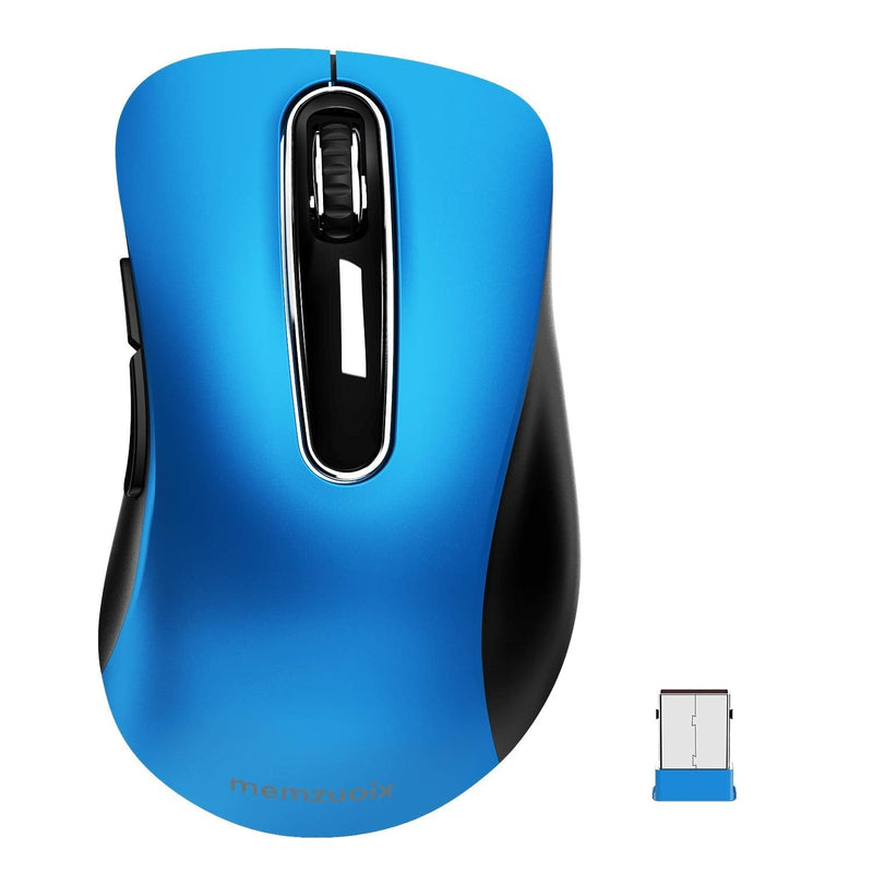 memzuoix 2.4G Wireless Mouse, 1200 DPI Mobile Optical Cordless Mouse with USB Receiver, Portable Computer Mice Wireless Mouse for Laptop, PC, Desktop, MacBook, 5 Buttons, Blue