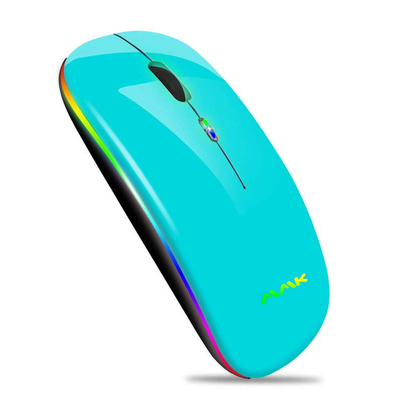 Wireless Bluetooth Mouse for Laptop, Rechargeable Mouse 2.4G USB Optical Wireless Mouse, LED Slim Dual Mode(Bluetooth 5.0 and 2.4G) Wireless Mouse for Laptop, PC, Mac OS , Android , Windows (Seafoam) Seafoam