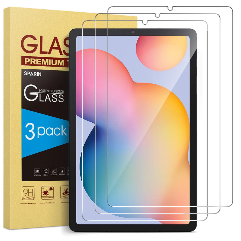 SPARIN Screen Protector for Samsung Galaxy Tab S6 Lite 10.4 Inch(2024/2022/2020), 3 Pack 9H Hardness Tempered Glass with S Pen Compatible, Scratch Resistant, Bubble Free