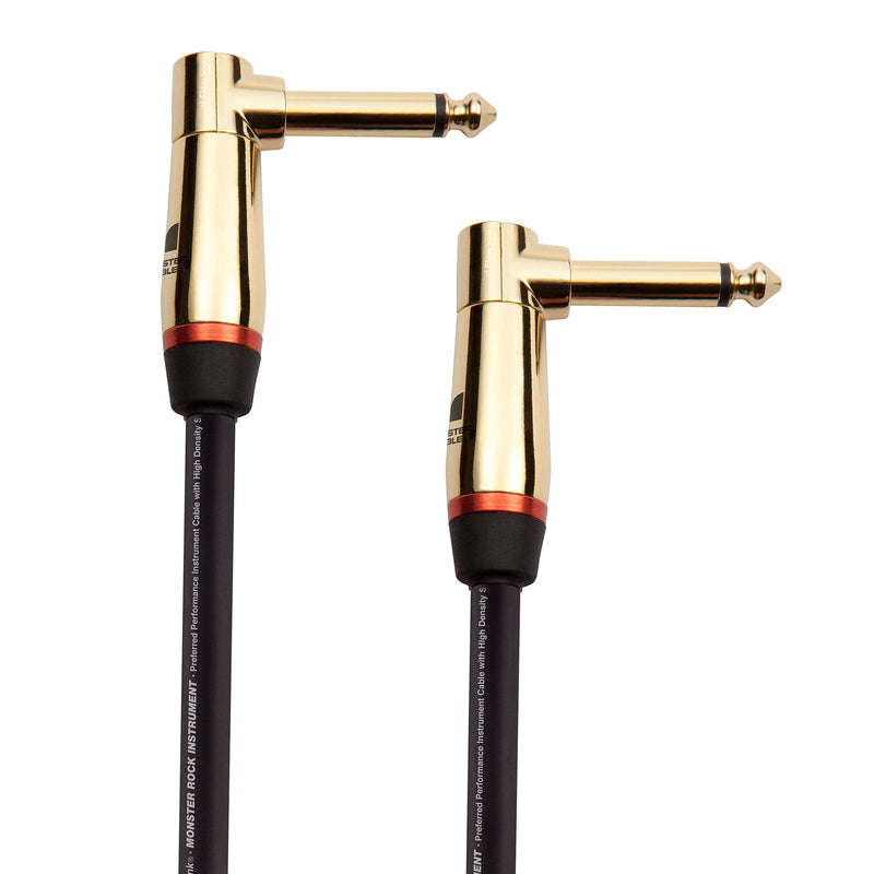 Monster Prolink Rock Instrument Cable - 8 in Right Angle to Right Angle for Electric Guitar - 95% Copper Braided Shielded