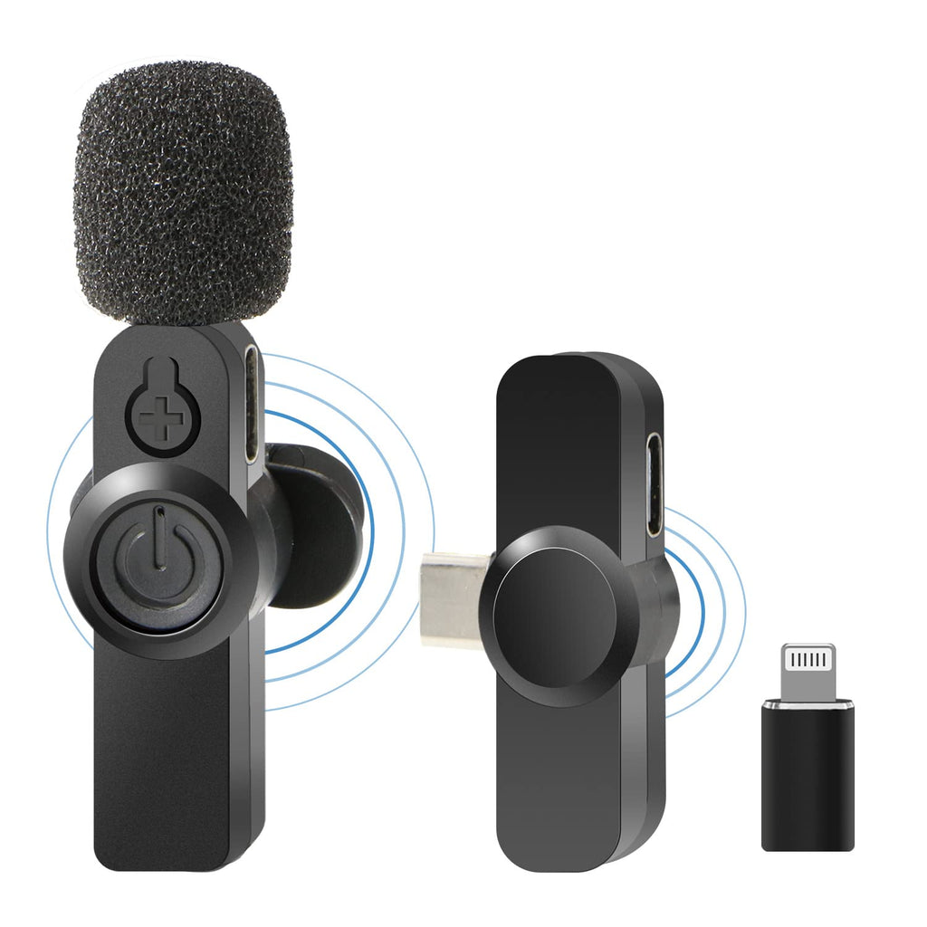 LOOYUAN Plug-Play Wireless Lapel Lavalier Microphone Noise Cancellation Clip-on Mini Mic for Recording microfone YouTube Facebook Live Stream TikTok Vlog Black