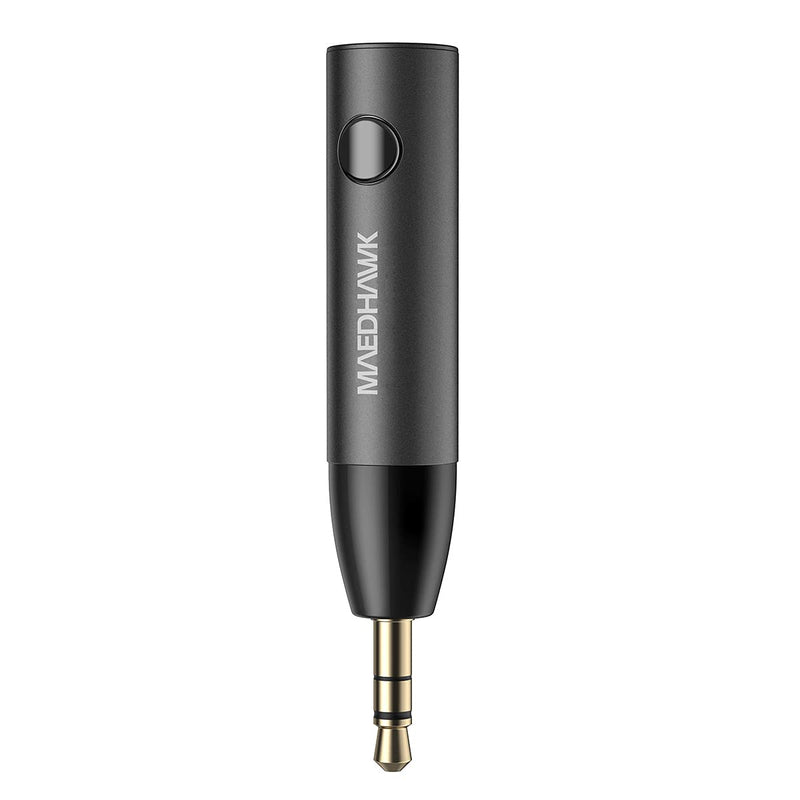 [AUSTRALIA] - Maedhawk 3.5mm Bluetooth Aux Adapter for Car, [Noise Cancelling] Bluetooth 5.0 Receiver with Built-in Mic for Hands-Free Calls, Home Audio Stereo Headphone Speaker Music Streaming Black 