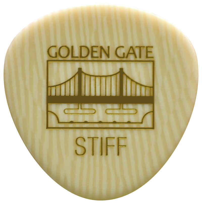 Golden Gate Guitar Picks (MP-321), Ivoroid, Rounded Triangle - Stiff