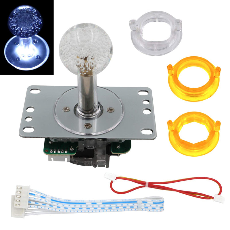 SJ@JX Arcade LED Joystick SANWA Style Fight Game Joystick LED Stick Retro Joy Circular Octagonal Limiter for Retro Pie Raspberry Pi MAME JAMMA White0