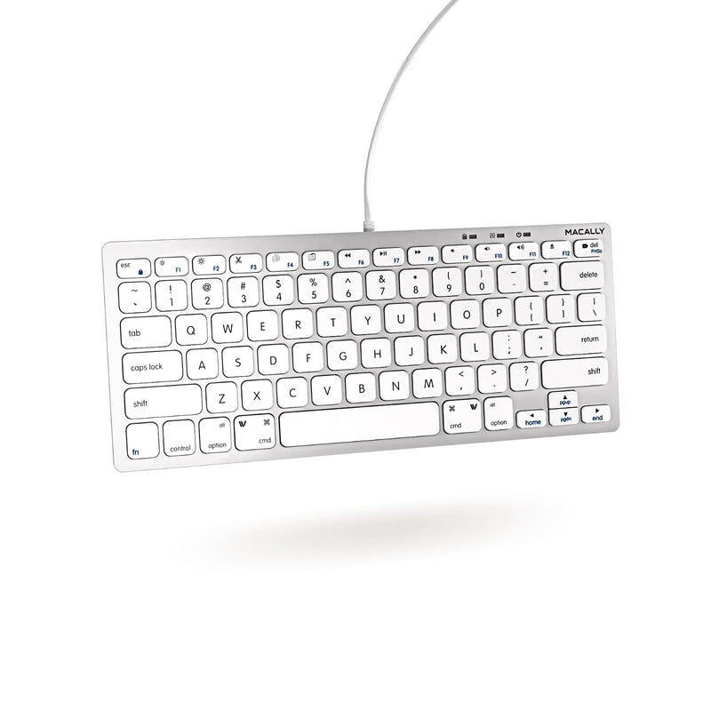 Macally Small USB C Keyboard - Plug & Play Compatible Apple Wired Keyboard for Mac Mini, MacBook Pro/Air, iMac, Windows, iPad, Chromebook with USB C Port - Compact & Mini USB Type C Keyboard