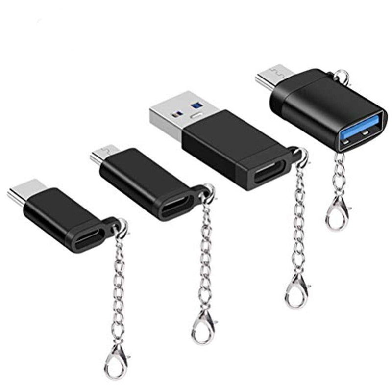 USB C Adapter 4Pack Micro USB to USB C Adapter USB C to USB-A USB C to USB Converter Type c Adapter OTG USB Type C Adapter Portable Key Fob for Huawei Mate Galaxy LG 4usb type c kit