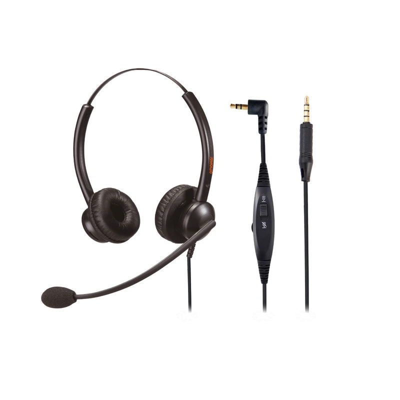 EMAIKER Telephone Headset 2.5mm for Office Call Center with Noise Cancelling Mic and 2.5 mm Jack for Cisco Polycom Panasonic Desk Phone Stereo 500DQD2.5/3.5mm