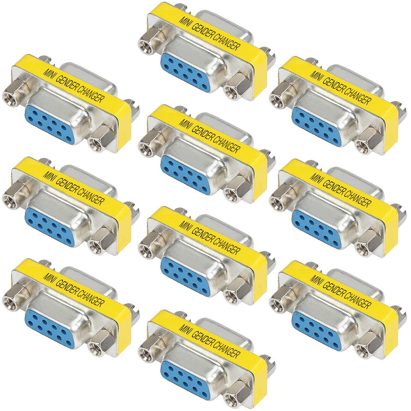 abcGoodefg 9 Pin DB9 Cable Gender Changer Female to Female VGA Gender Changers Coupler Adapter 10 Pack DB9 Female to Female