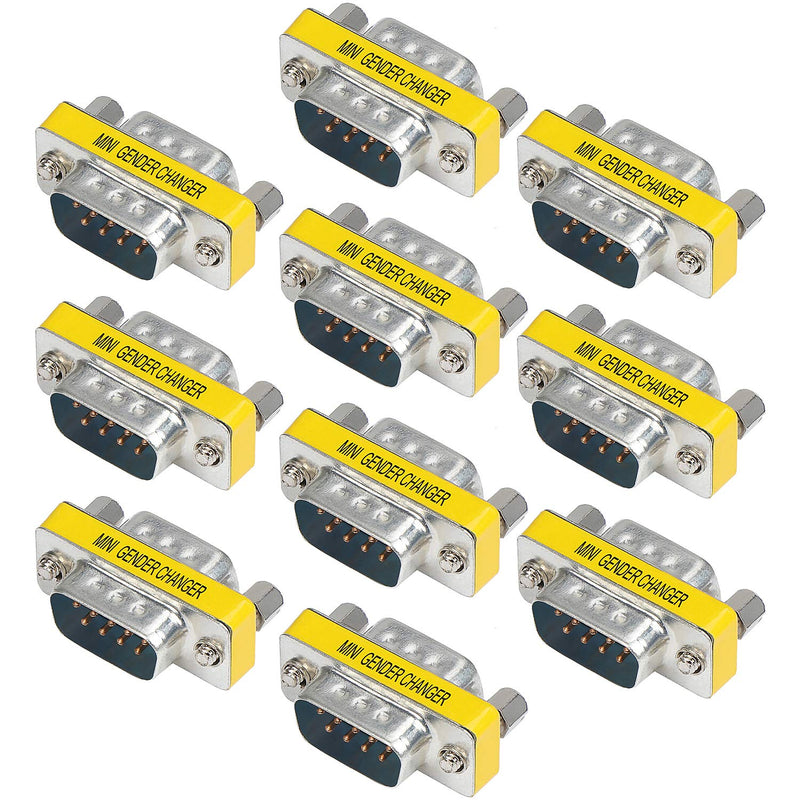 abcGoodefg 9 Pin RS-232 DB9 Male to Male Female to Female Serial Cable Gender Changer Coupler Adapter (10 Pack, DB9 Male to Male) 10 PACK