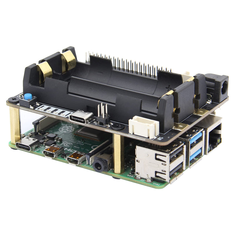 Geekworm Raspberry Pi UPS, X728 V2.1 (Max 5.1V 6A) 18650 UPS & Power Management Board with AC Power Loss Detection, Auto On & Safe Shutdown Function for Raspberry Pi 4B/3B+/3B
