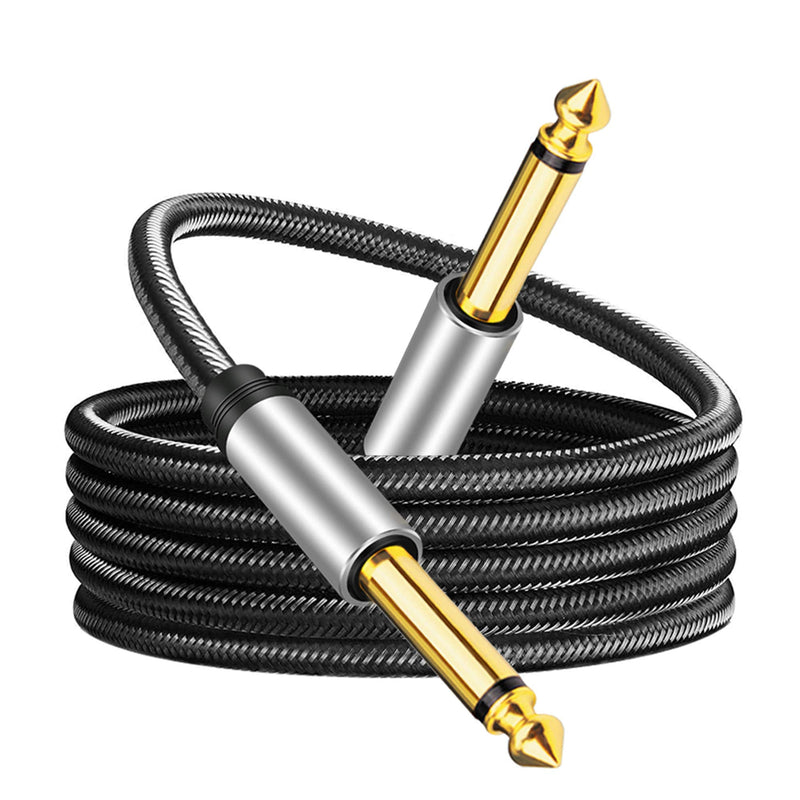 [AUSTRALIA] - 6.35mm Instrument Cable 50Ft,Silver Color Premium 6.35mm Mono Jack 1/4" TS Cable Unbalanced Guitar Patch Cords/Instrument Cable Male to Male with Zinc Alloy Housing and Nylon Braided(50Ft/15M) 50Ft/15M 