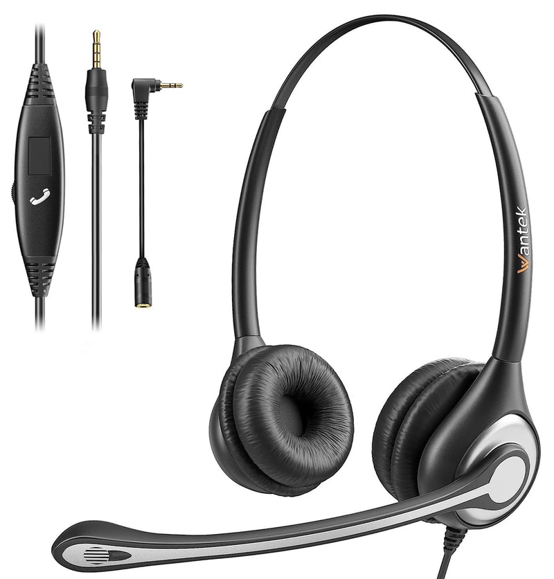 [AUSTRALIA] - Cell Phone Headset with Microphone Noise Cancelling & Call Controls, 3.5mm Computer Headphones for Samsung PC Business Skype Softphone Call Center Office, Clear Chat, Ultra Comfort 