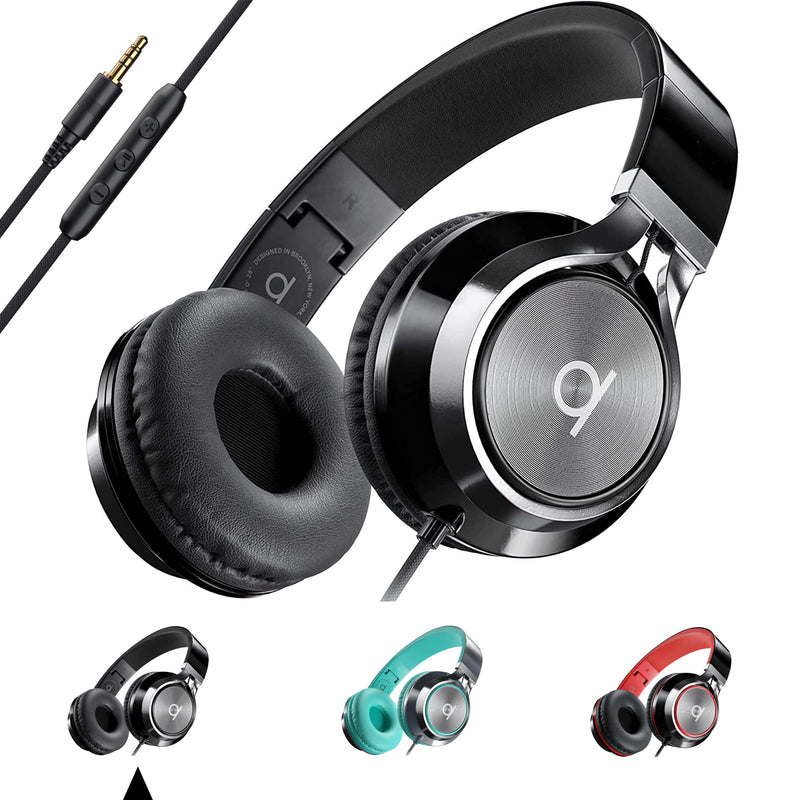 [AUSTRALIA] - ARTIX CL750 On-Ear Headphones Wired with Mic — Noise Isolating Plug in Headphones, Computer Headphones with Microphone, Headphones for Laptop, Headphones Corded, Headphones with Cord (Aux Jack 3.5mm) Black 