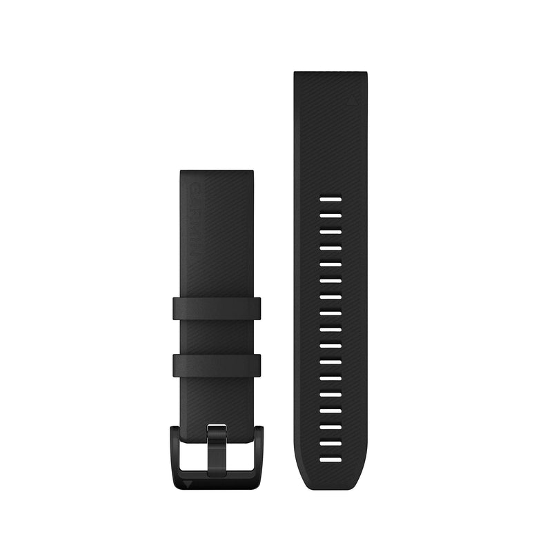Garmin Quickfit Armband, Silikon, passend für Fenix, Epix, Instinct Serie, Forerunner 745/945/955, MARQ Serie Black with Black Stainless Steel Hardware 22mm Silicone