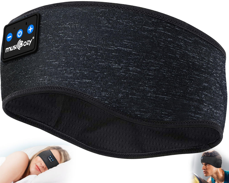 MUSICOZY Sleep Headphones Bluetooth 5.2 Headband, Sports Wireless Earphones Music Sleeping Eye Mask Earbuds with HD Stereo Speaker for Mom Women Men Teen Running Cool Gadgets Unique Gifts Black