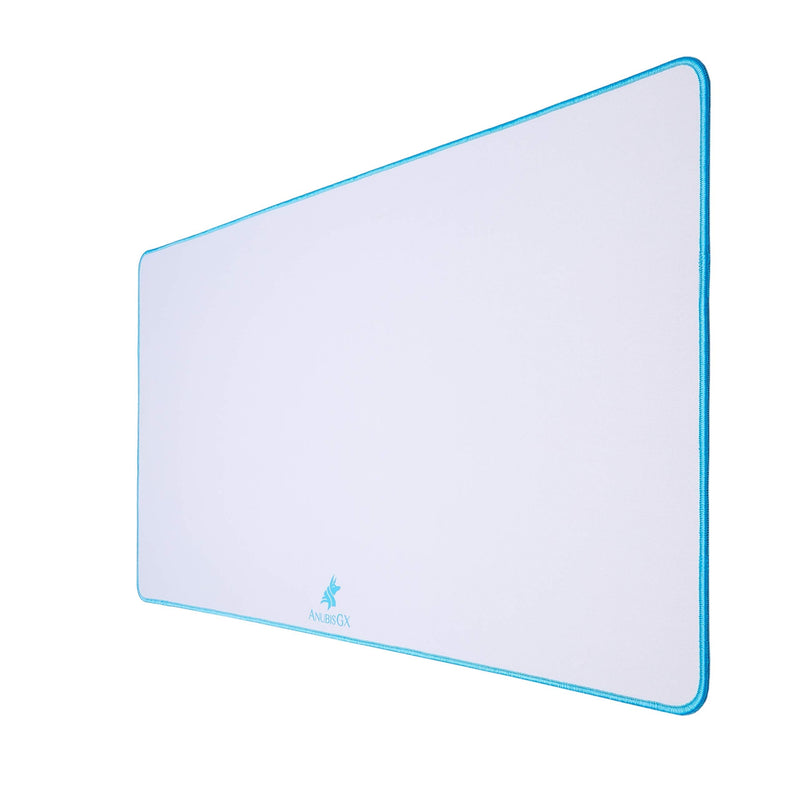 AnubisGX (68 Color/Size Options) Gaming Mouse Pad (Extended: 36x12), White Pad with Light Blue Stitching. Best Premium Waterproof Non RGB Computer Gaming XL Desk Pad Mat, Large Non-Slip Gamer Mousepad Extended (36 x 12) White/Lightblue