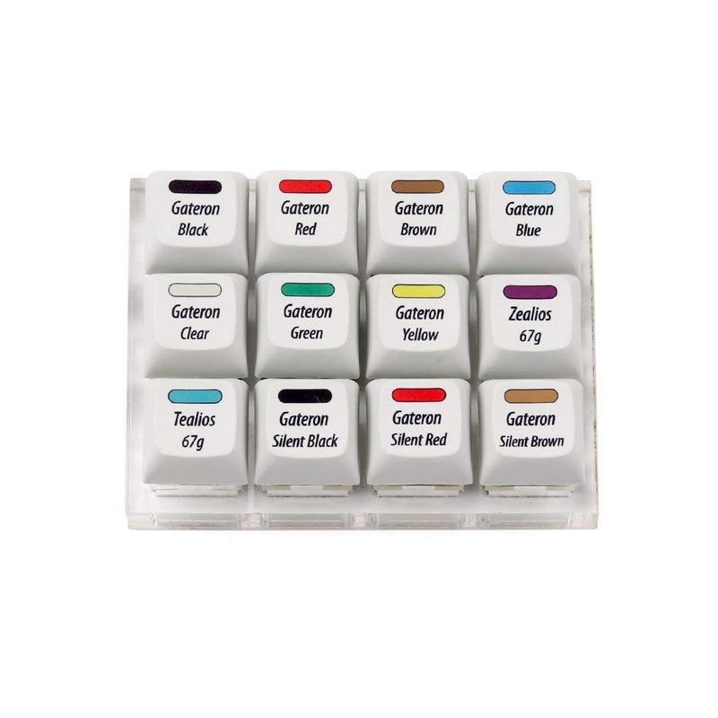 Max Keyboard Gateron + Zealios + Tealios Key Switch 12-Key Tester Kit (Printed PBT Keycap with Key Switch Color Printed)