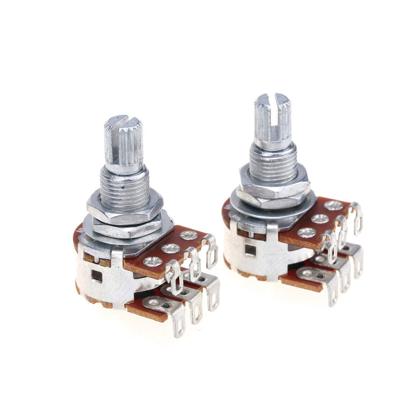 Musiclily Pro Aluminium Mini Metric Sized Blend Pots MN500K Dual Balance Potentiometers with Center Detent for Guitar (Set of 2)