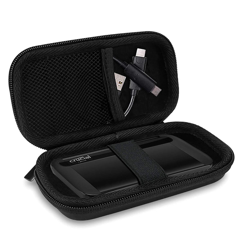 ProCase Carrying Case for Crucial X8 Portable SSD 1TB / 500GB (Case Only), Hard Drive EVA Travel Case for Crucial X8 1TB / 500GB Portable External Solid State Drive –Black