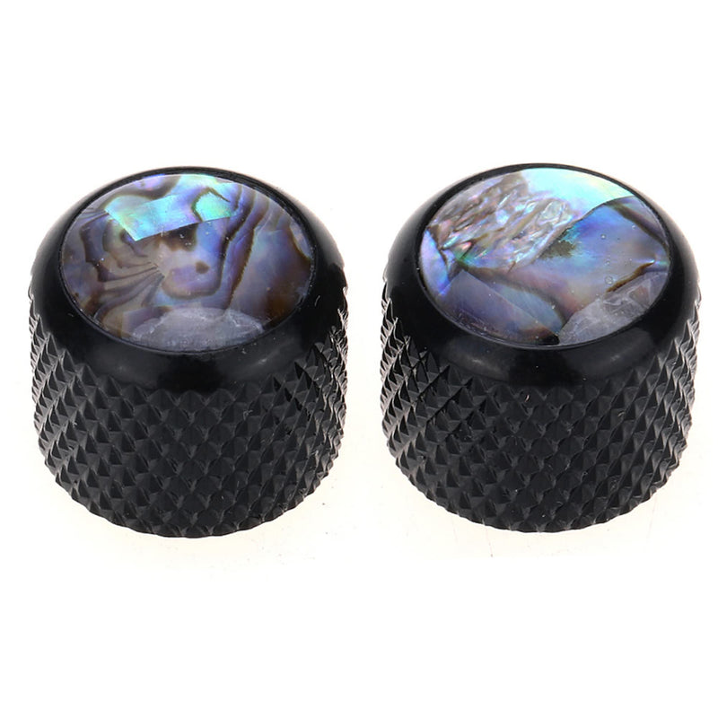 [AUSTRALIA] - Musiclily Pro Traditional Metal Metric Size Abalone Top Dome Knobs for Fender Tele Telecaster Electric Guitar or Bass, Black (Set of 2) 
