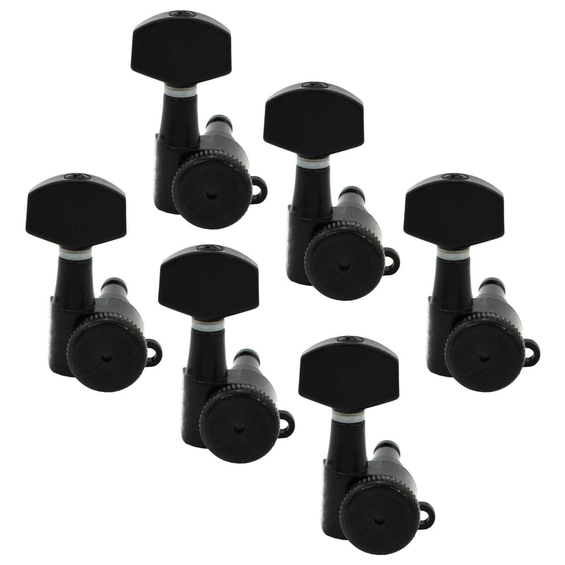 Hipshot Grip-Lock Vintage 6 Inline Bass Side Staggered Closed 8.5mm Tuners with Universal Mounting Plate, Black