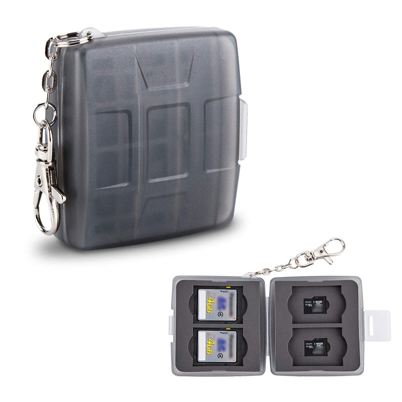 8 Slots Memory Card Case for 4 SD/SDHC/SDXC Cards and 4 Micro SD/TF Cards,Anti-Dust Crush Resistance,SD Card Case Small Micro SD Holder with Chain (Gray) Gray