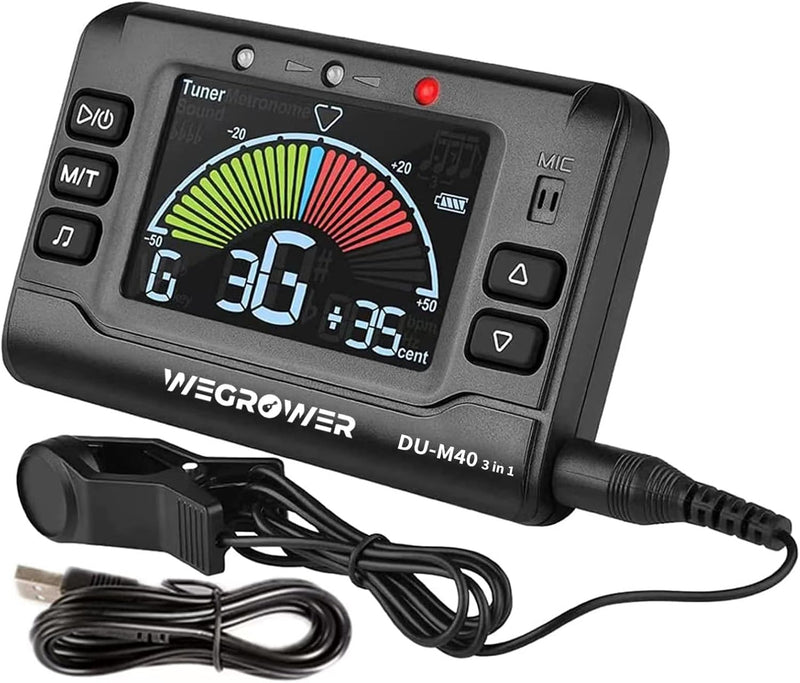 [AUSTRALIA] - LEKATO Metronome Tuner Rechargeable Tuner Digital 3 in 1 Multifunction Tuner for All Instruments, Guitar Bass, Chromatic, Violin and Ukulele 