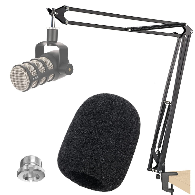 20+18.5in Rode Podmic Stand with Pop Filter, Professional Boom Arm and Windscreen for Rode PodMic Cardioid Dynamic Podcasting Microphone by YOUSHARES 20+18.5in