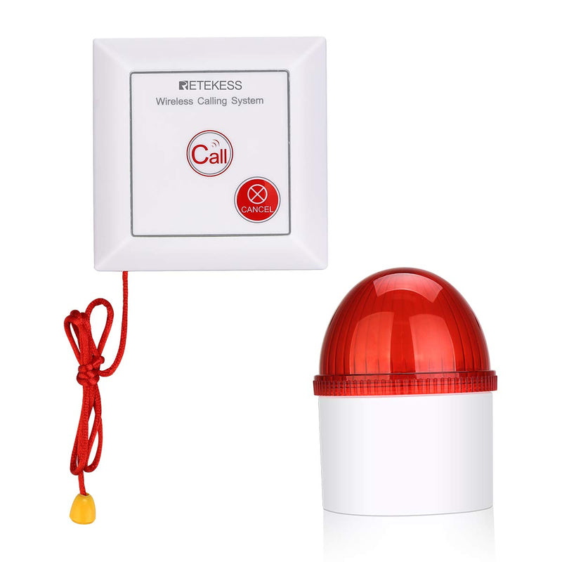 [AUSTRALIA] - Retekess TH103 Caregiver Pager System,Wireless Strobe Siren,3-Level Volume Control,Pull Rope Waterproof Call Button for Home Safety,Seniors,Elderly 1 Call Button and 1 Receiver 
