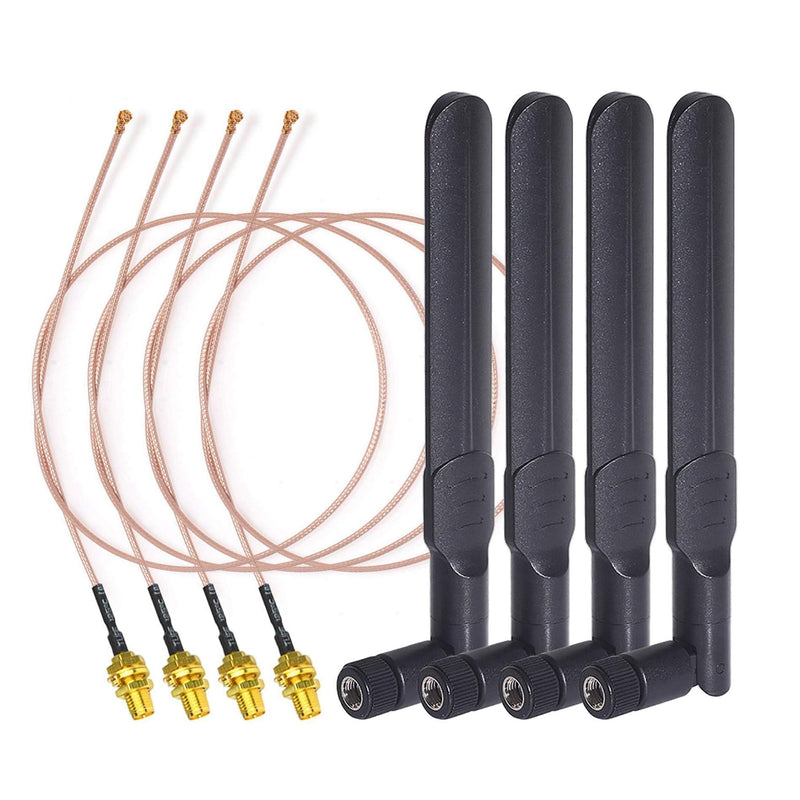 Bingfu Dual Band WiFi 2.4GHz 5GHz 5.8GHz 8dBi RP-SMA Male Antenna 20cm 8 inch RG178 Cable 4-Pack for WiFi Router Wireless Mini PCI Express PCIE Network Card Adapter